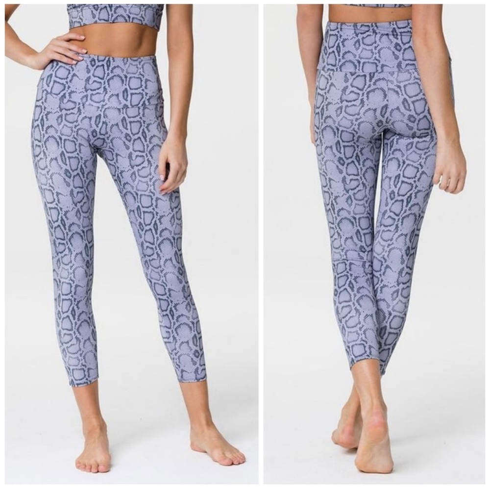 Onzie Womens Set Warrior Sports Bra Yoga Leggings Exercise Workout Snake Print
